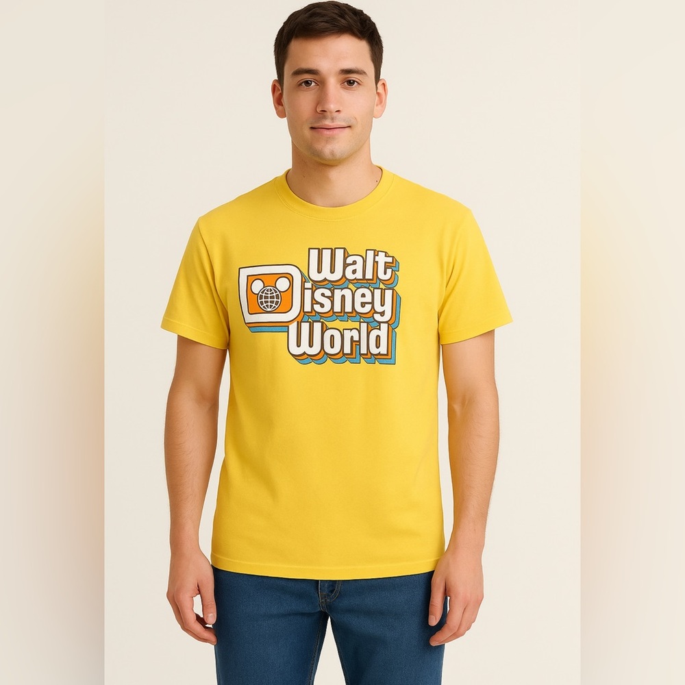 Disney Parks Walt Disney World Retro Rainbow‎ Logo T-Shirt – Size Medium Unisex